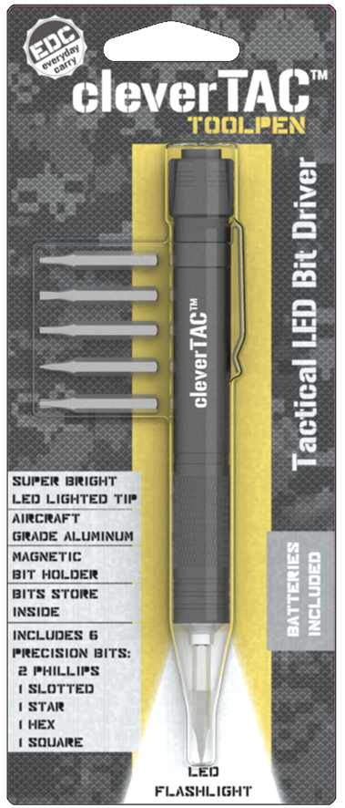 CleverTAC LED ToolPen - Tactical LED Bit Driver - 6 bits - Super Bright - EDC