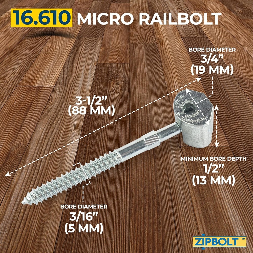 Zipbolt Micro Railbolt Handrail Connector 1 Pack