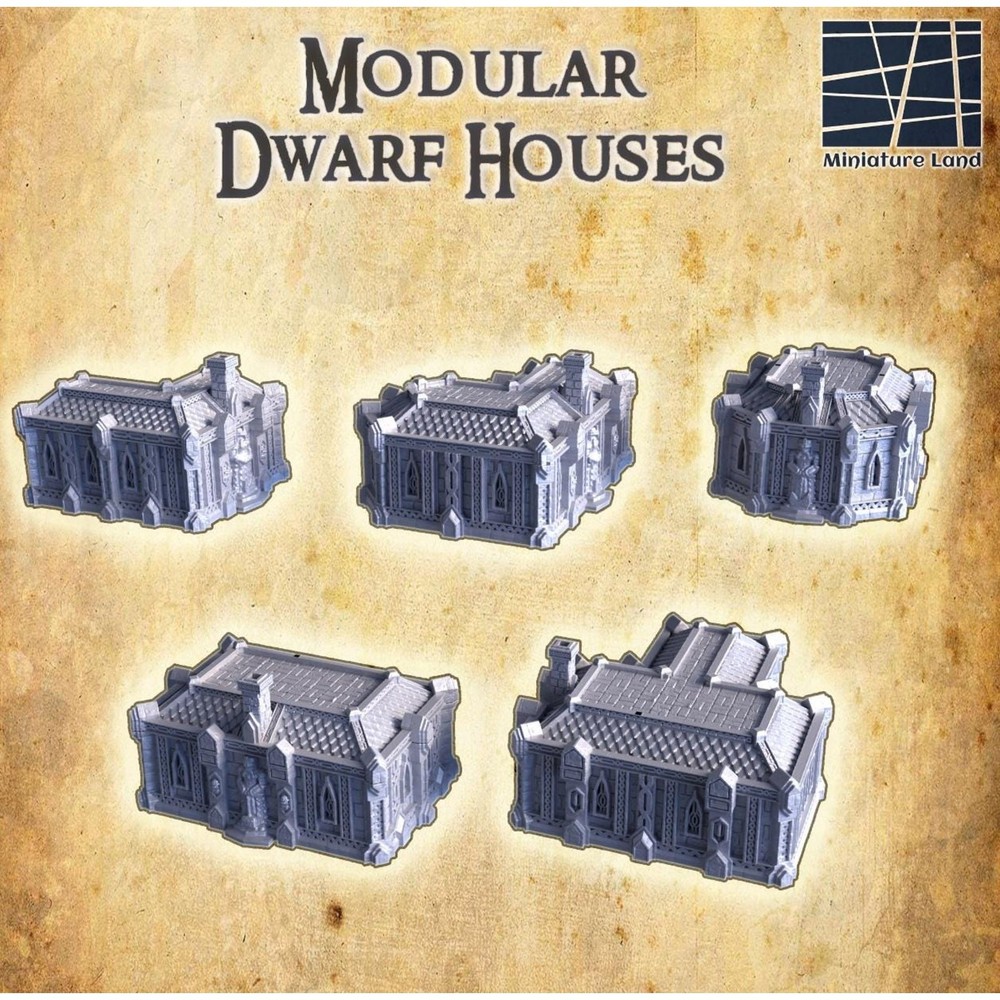 Modular Dwarven Houses Tabletop Terrain 28mm
