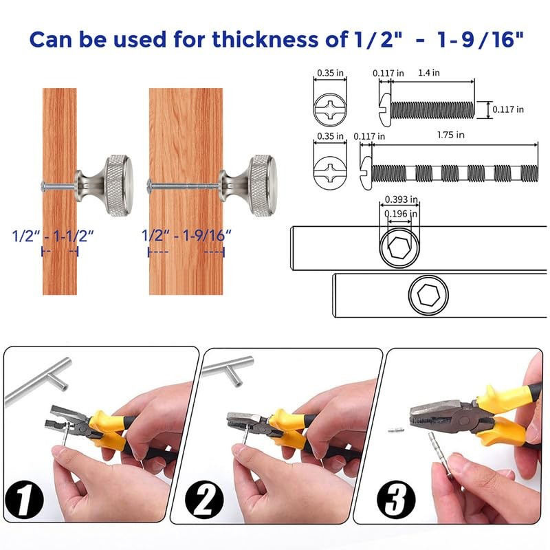 25 PCS Round Stainless Steel Knurled Single Hole Knobs Brushed Nickel Pulls