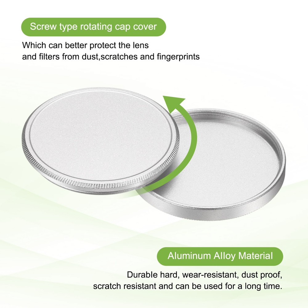 37mm Metal Lens Cap Universal Lens Filter Stack Cap Slim Stack Silver