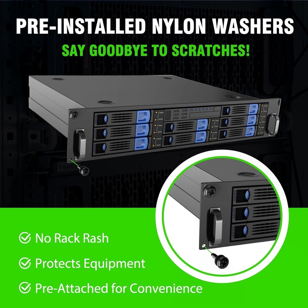 50-Pack 10-32 Rack Screws with Washers – Durable, Rust-Resistant for Server Rack