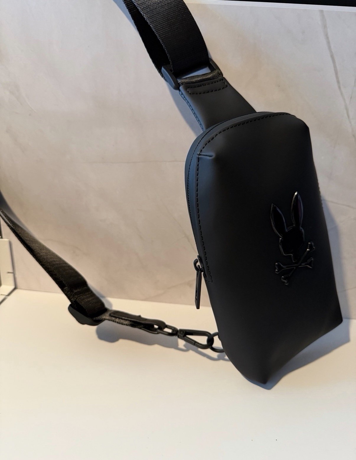 Psycho Bunny - Unisex Rubberized Crossbody BLACK