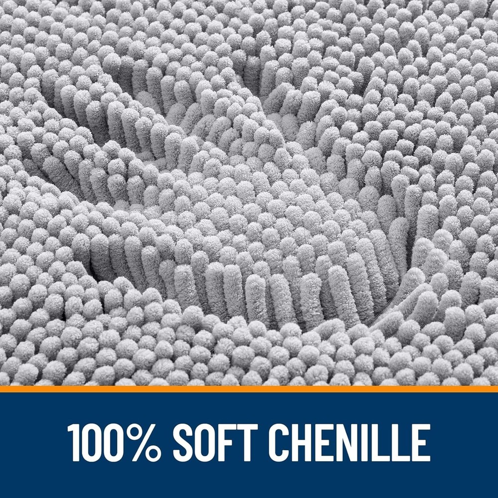 30x20, Extra Soft Absorbent Chenille Bath Rugs, Grey
