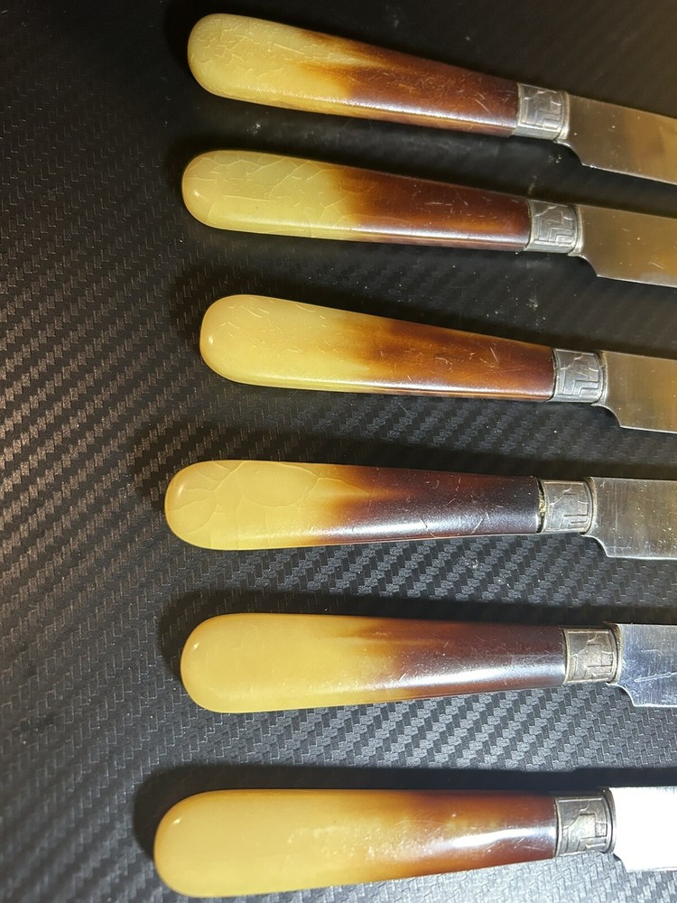 Vintage Kitchen Knives. Maybe Bakelite Handles. Not Sure. Cool Set Though.