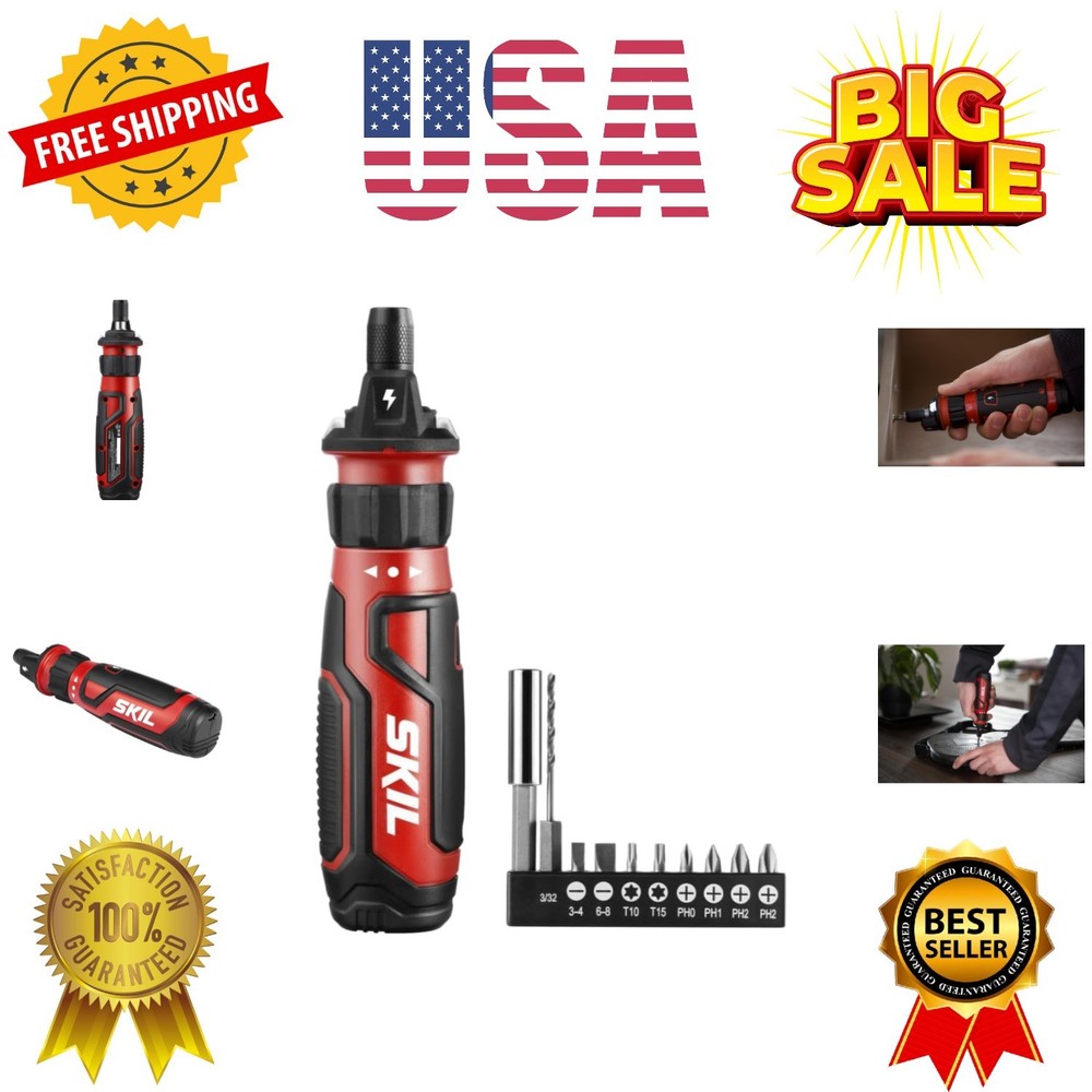 Rechargeable 4V Cordless Screwdriver with Circuit Sensor Technology, Includes...