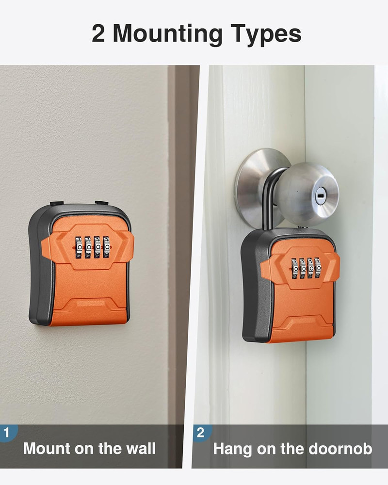 Lock Box, Key Lock Box Wall Mount & Portable Combination Lockbox with Resettable
