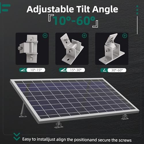 4 Pack Adjustable Solar Panel Tilt Mount Bracket Base, Tilt Angle 10°-60° Flat