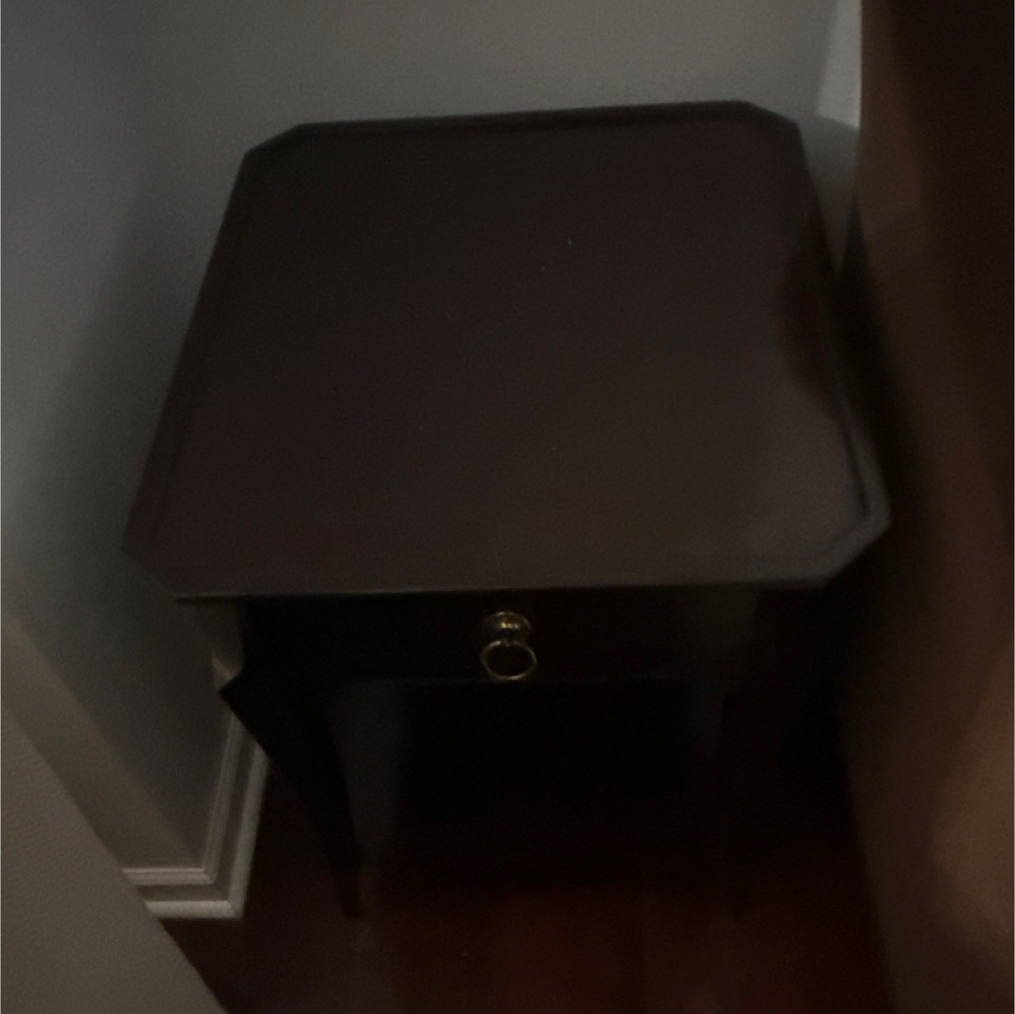 Dark Wood Nightstand with Drawer and Drop Handle for Bedroom