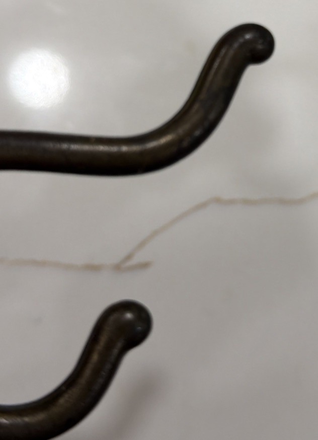 Single Cast Iron Double Hooks Round Tips Coat Hat Salvage Hardware 3”