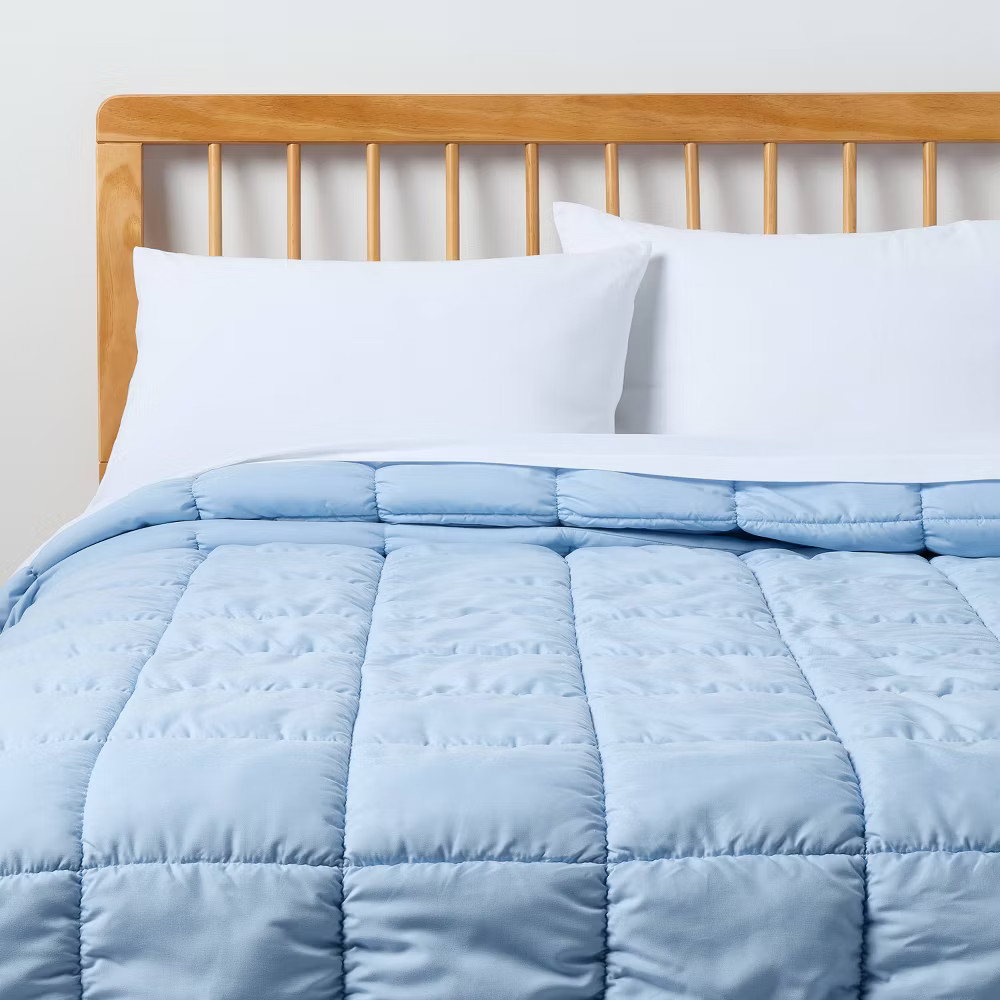 King Box Stitch Puffer Comforter King Light Blue - Room Essentials