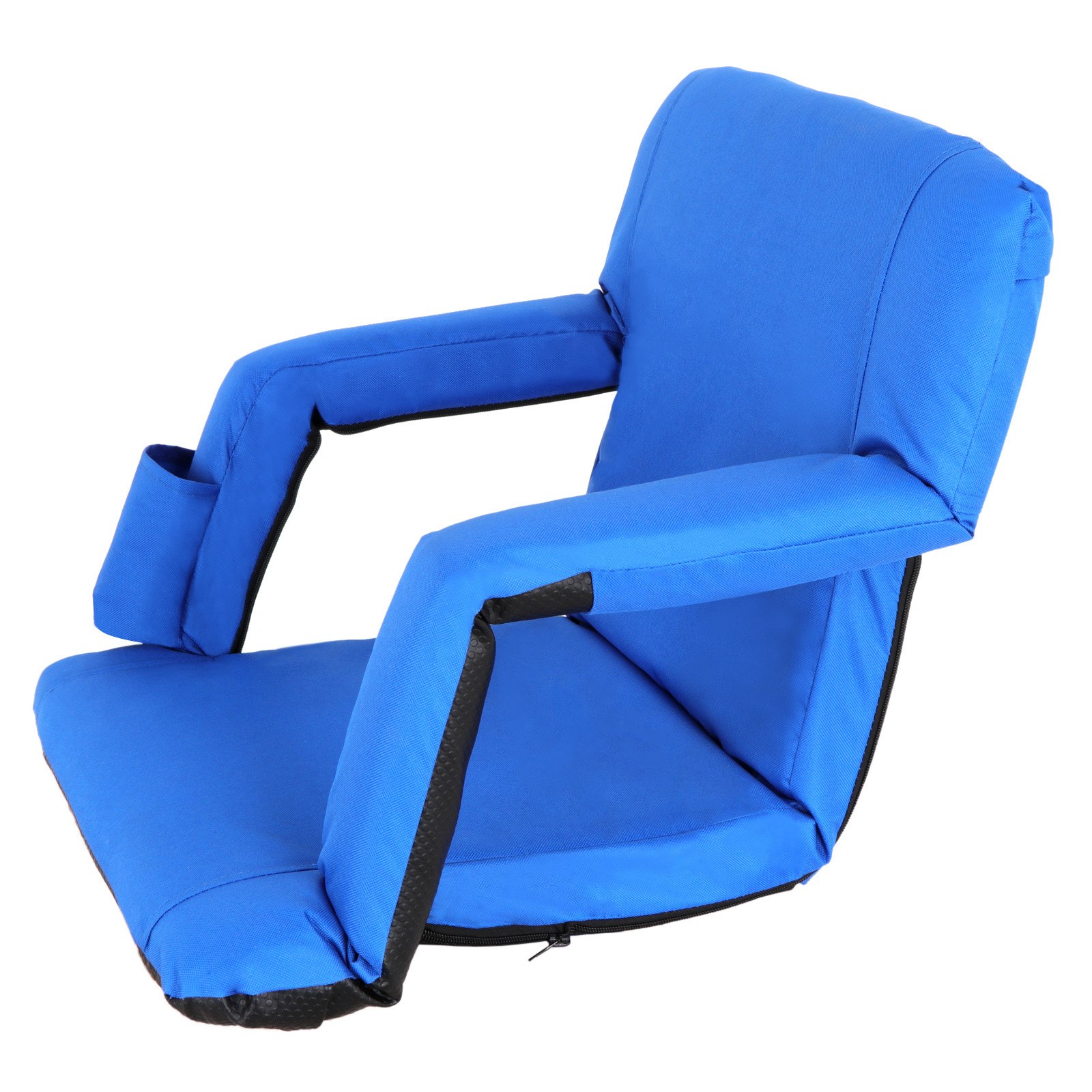 Portable 2 Pieces Stadium Seat Chairs Gym Reclining 5 Adjustable Positions Blue