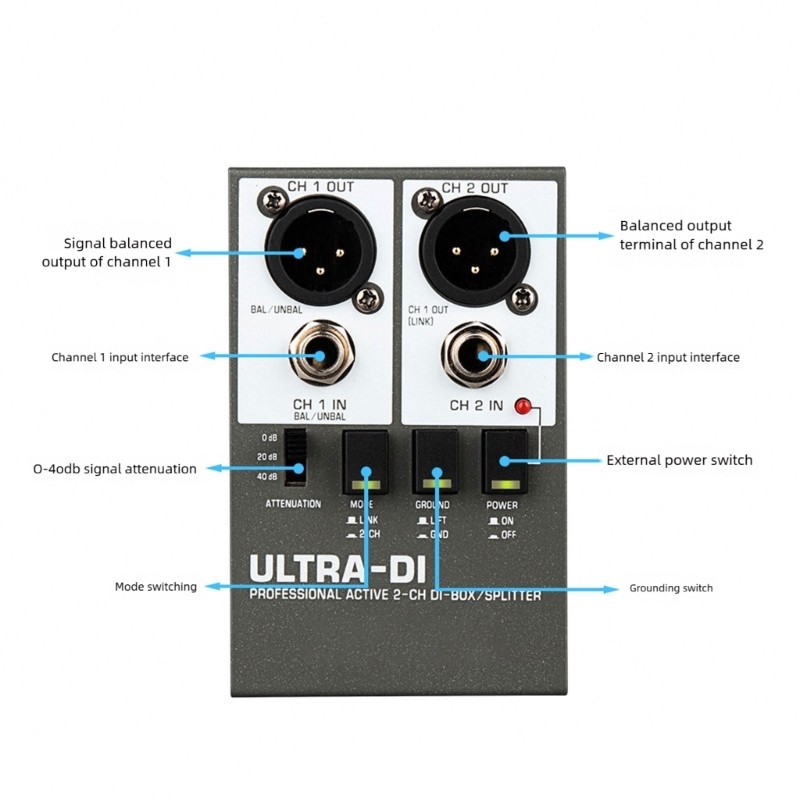Active DI Box Impedance Conversion For Recording And Live Performances Tasks