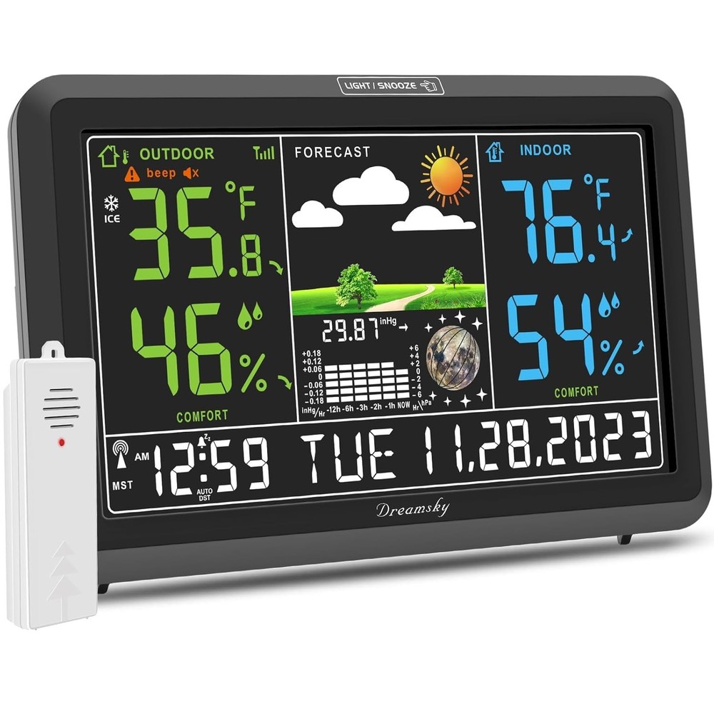 Large Display Wireless Indoor Outdoor Thermometer with Atomic Clock Precision