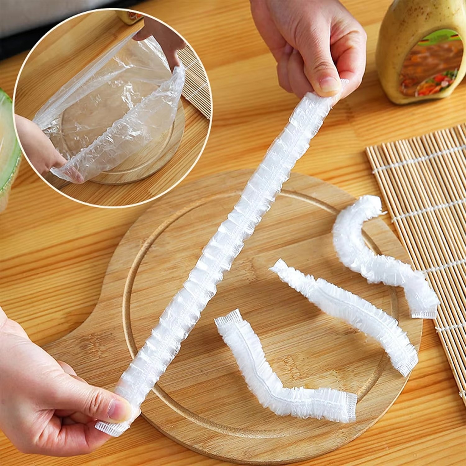 100-1000Pcs Stretchable Food Covers PE Elastic Bowl Cling Film Storage