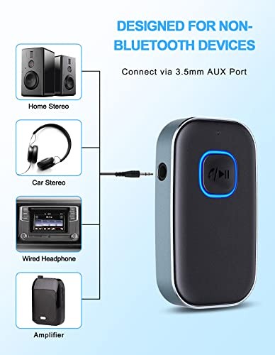 Bluetooth AUX Adapter for Car, Noise Reduction Bluetooth Receiver Black+Gray