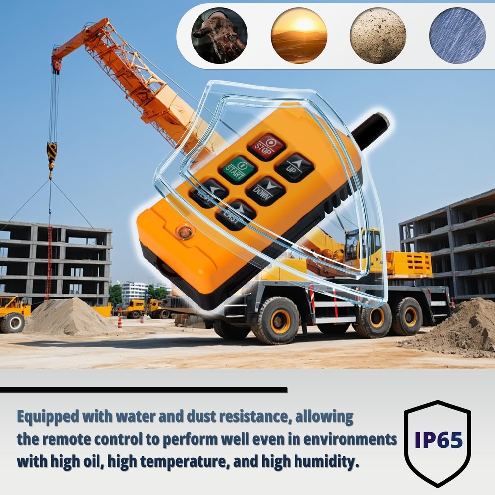 6-Key Industrial Crane Controller & Dump Trailer Remote Control Wireless Kit ...