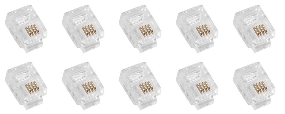 10 pcs RJ11 Modular Plug (6/4) Telephone Line Plug Connector