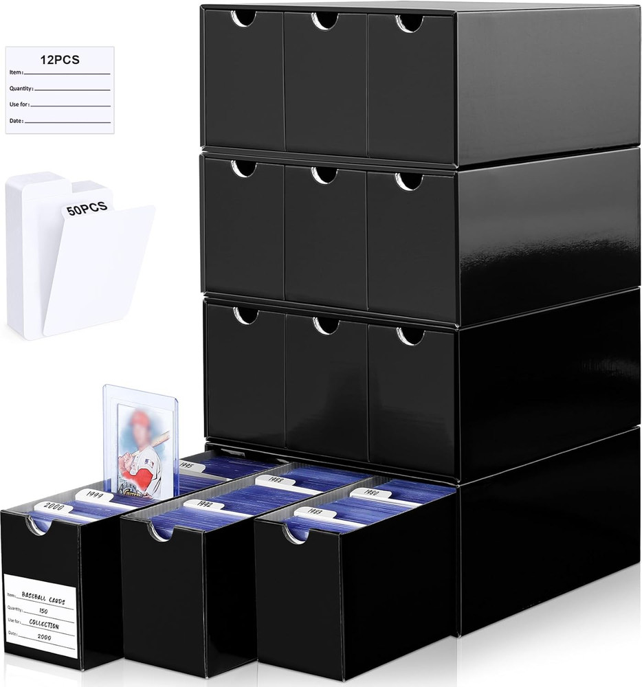 Card Storage Box for Toploader, 12 • 600 Count Cardboard Trading Card Organizer