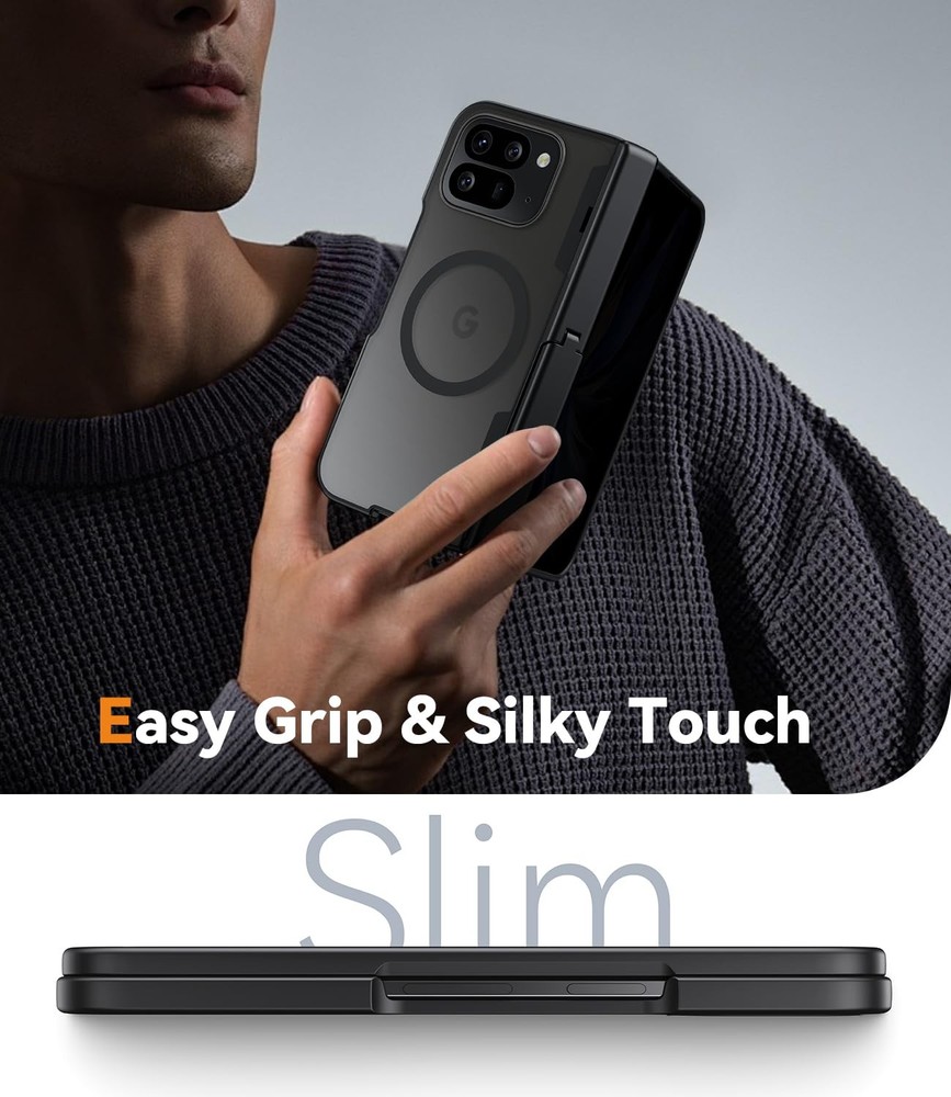JUESHITUO Pixel 10 Pro Fold Rugged Case Screen Protector Kickstand Black