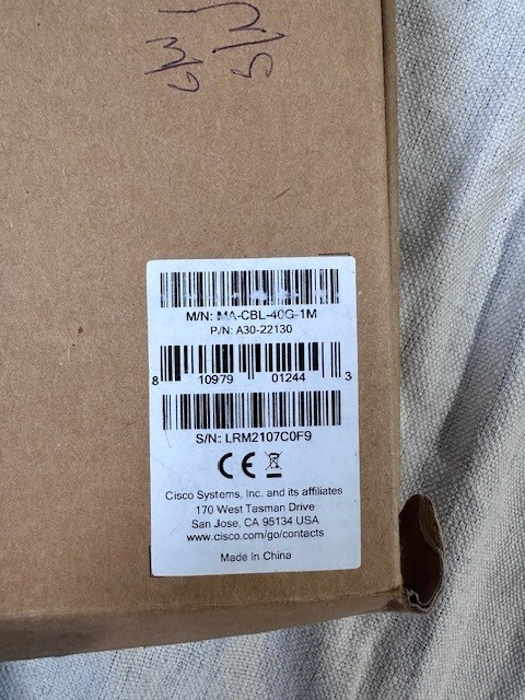 New Cisco MA-CBL-40G-1M STACK CABLE A30-22130