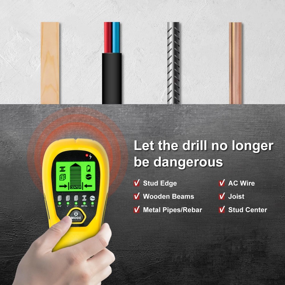 Multi-Surface Stud Detector | 5-in-1 Wall Scanner with HD LCD & Precision