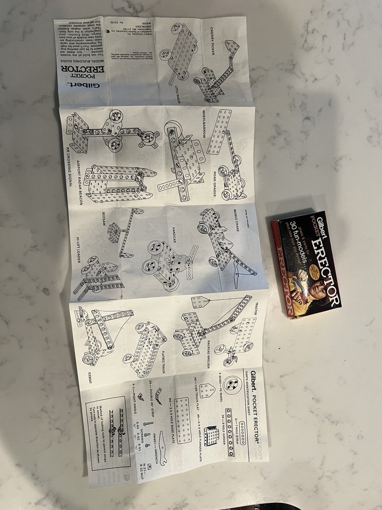 Vintage 1973 Gilbert Pocket Erector Set Model Number 33100