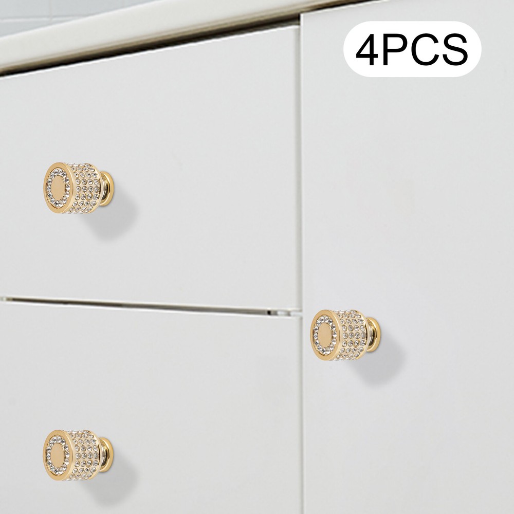 4 Pack Gold Cabinet Knobs Round Brhed Brass Kitchen Knobs Zinc Alloy Dresser
