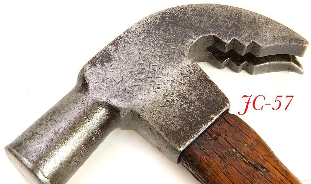 old antique FULTON HEBBLEWIATE STEP CLAW HAMMER tool