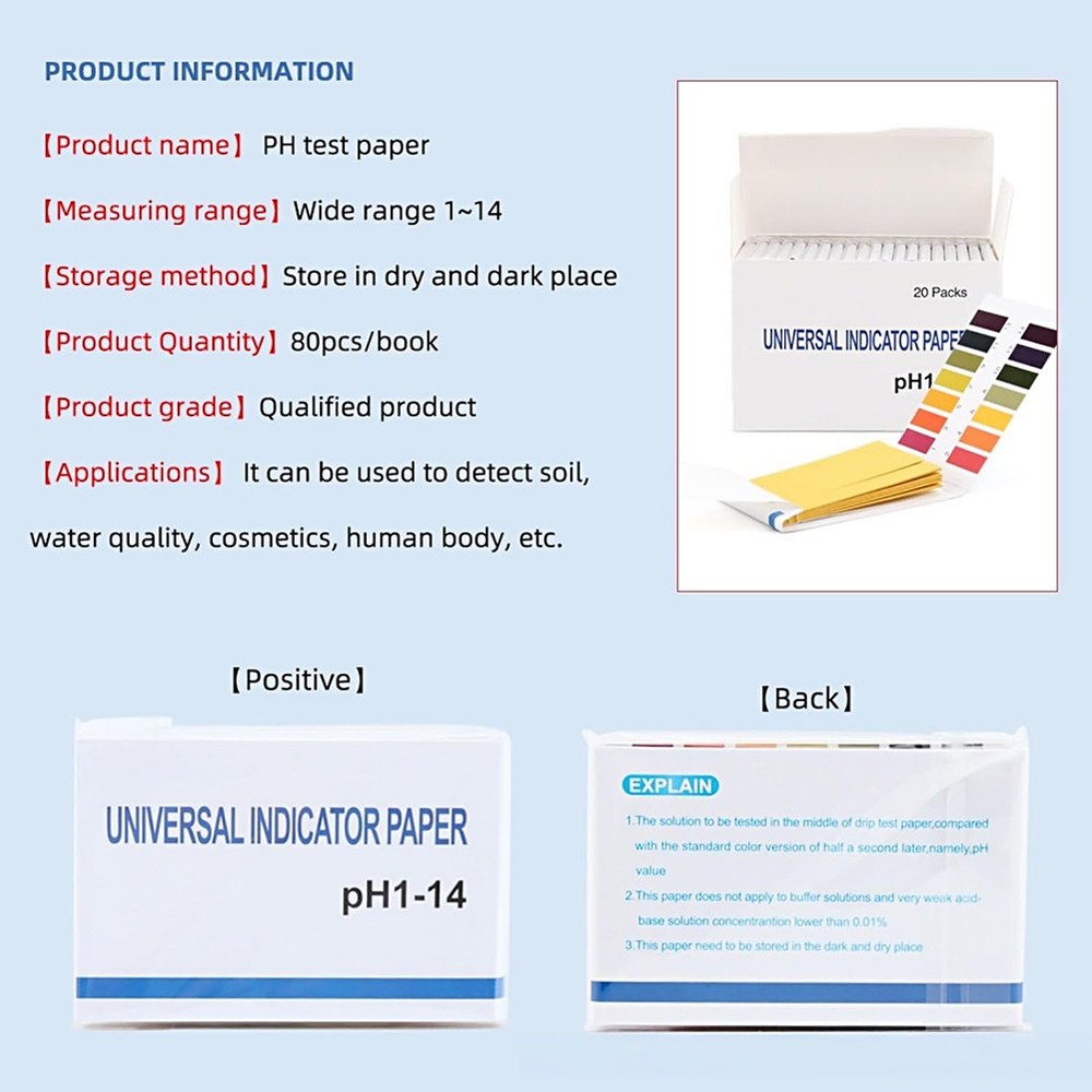Lightweight Economical Compact 1-14PH Wide-Range Test Paper for Quick PH Testing
