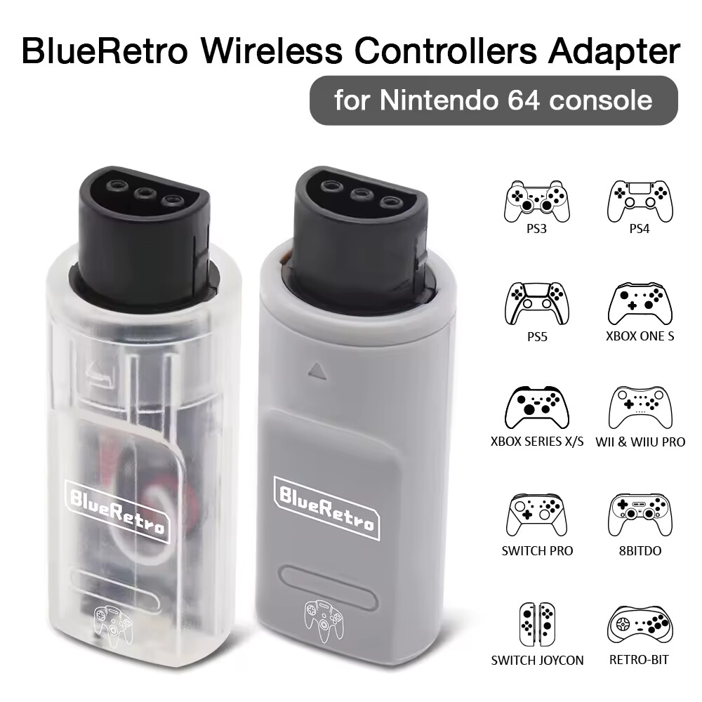 BlueRetro Wireless Controller Adapter N64 Nintendo 64 Black New PS5/Xbox/Switch