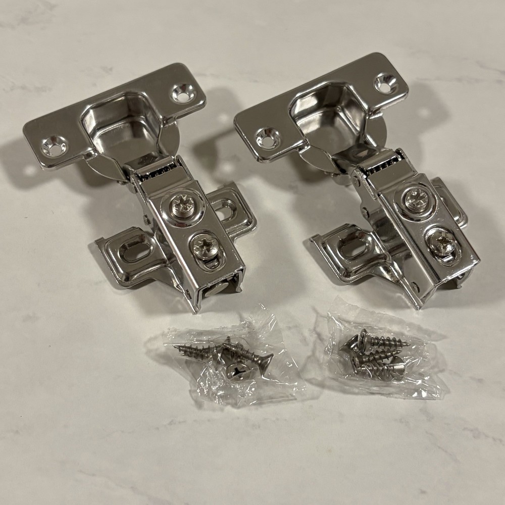 [1 PAIR] - 1/2 inch Overlay Soft Close Cabinet Door Hinges - Adjustable