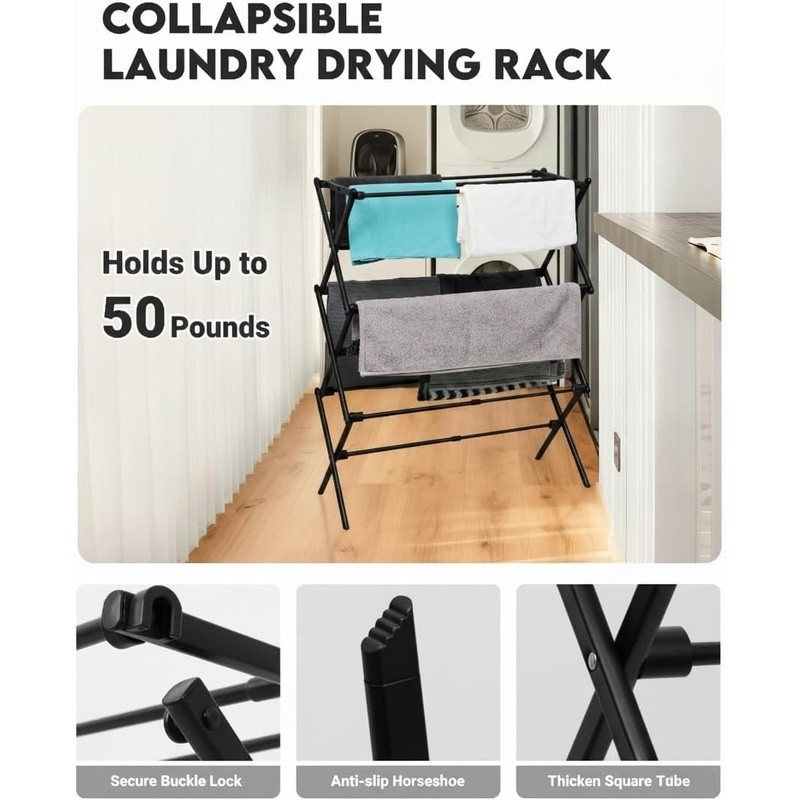 Durable Foldable Clothes Drying Rack Compact Indoor Outdoor Laundry Solution New