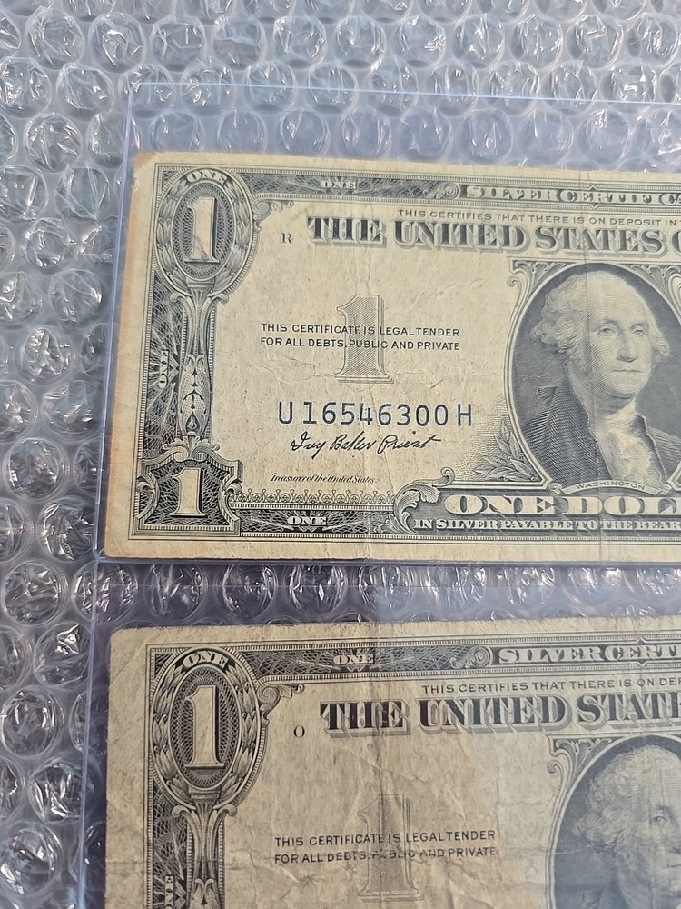 Three-$1 1935E "NO MOTTO" SILVER CERTIFICATE NOTES