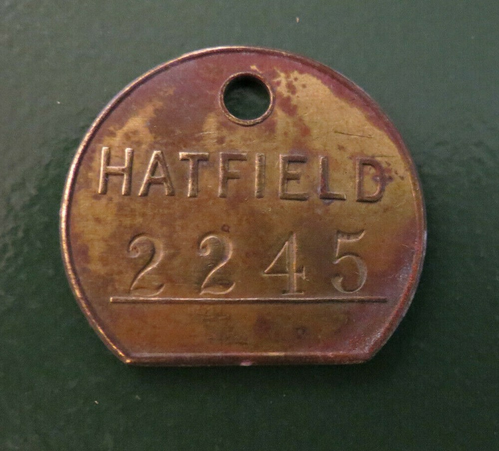HATFIELD Colliery Pit Check / Tally - marked HATFIELD 2245