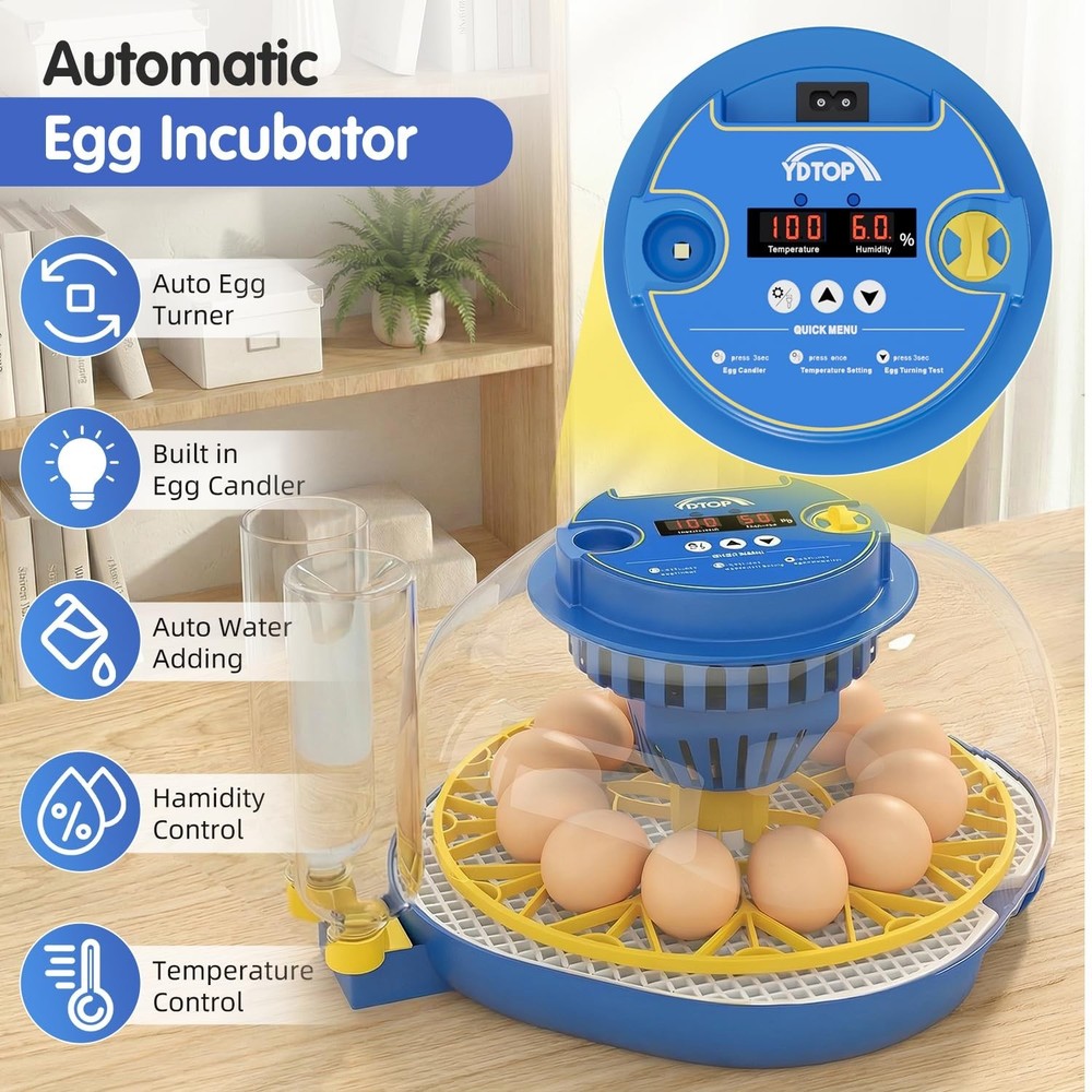 Chicken Egg Incubators for Hatching Eggs, 12 Egg Incubator with Automatic Egg...