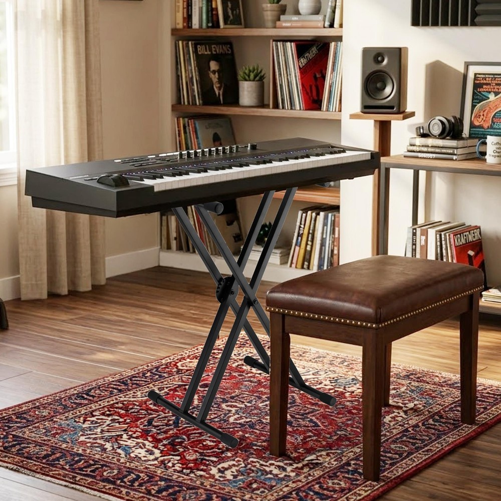 Lectronify Double-X Keyboard Stand Pull Lock Adjustable Height Heavy Duty 154 lb