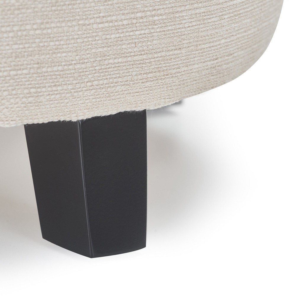 Bennett Upholstered Button Tufted Storage Ottoman Small Space Ivory