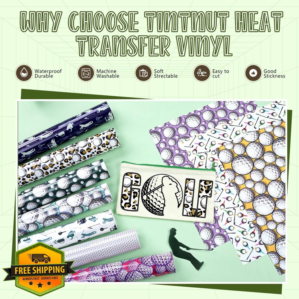 Tintnut Golf 10 Sheets 12"x10" Patterned Heat Transfer Vinyl