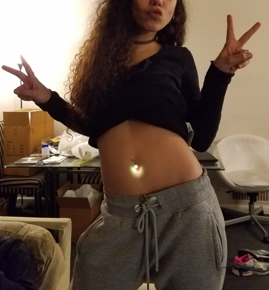 LED Multi Color Light Up Belly Button Navel Ring - Glow Belly button piercing
