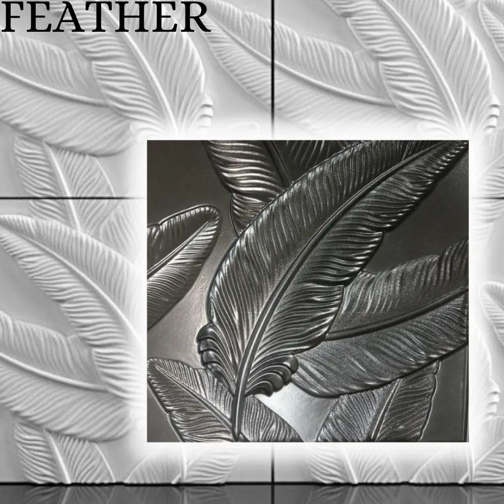 Mold For 3D Panel FEATHER Molds Plaster Wall Art Decor ABS Plastic Form