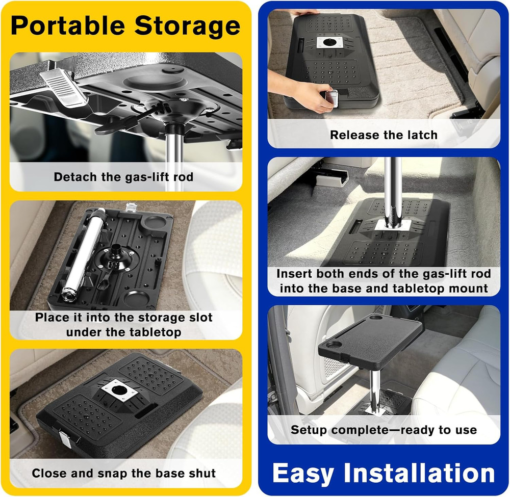 Car Seat Tray Table, Adjustable Car Desk for Laptop & Tablet, Multi-Function Tra