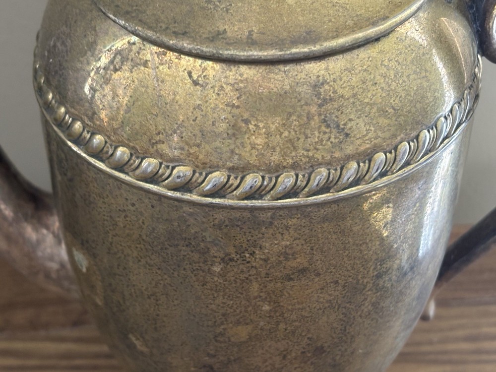 Vintage Silver Plate On Copper Pitcher W/Lid