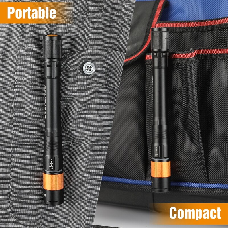 EverBrite Rechargeable Pen Light Zoomable Handheld Flashlight 4 Lighting Modes