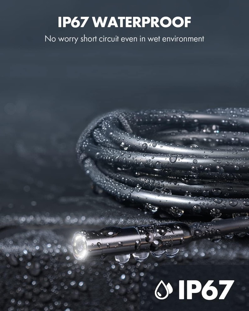 Endoscope Camera with Light, 1920P HD Borescope with 8 Adjustable LED Lights,...