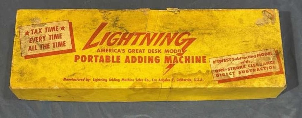 Antique / Vintage Lightning Adding Machine w/ Puarantee, Instructions, and Box