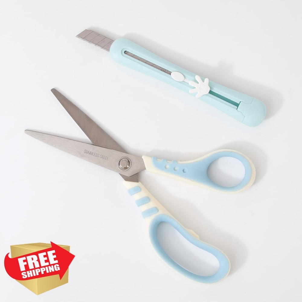 Purpose 7" Craft Scissors Kit, Retractable Box Cutter, Sharp Blades
