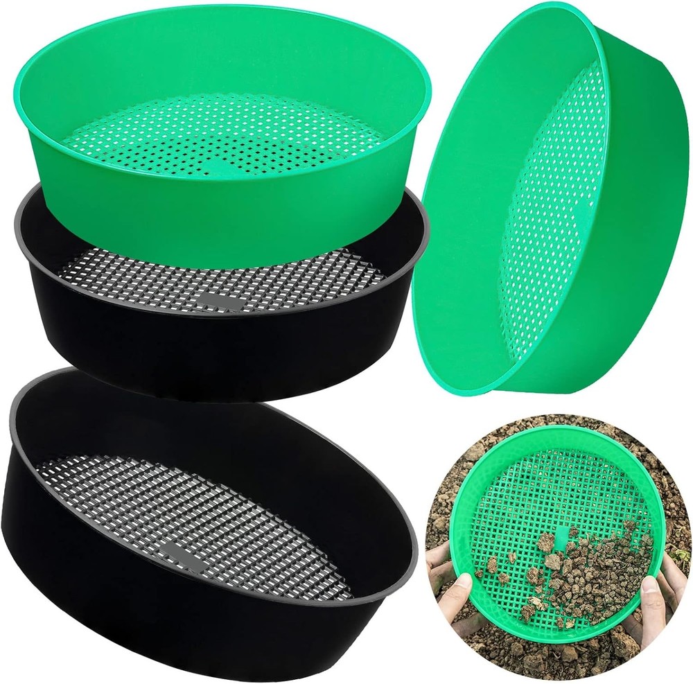 Round Plastic Garden Soil Sifter Set 4 Pack