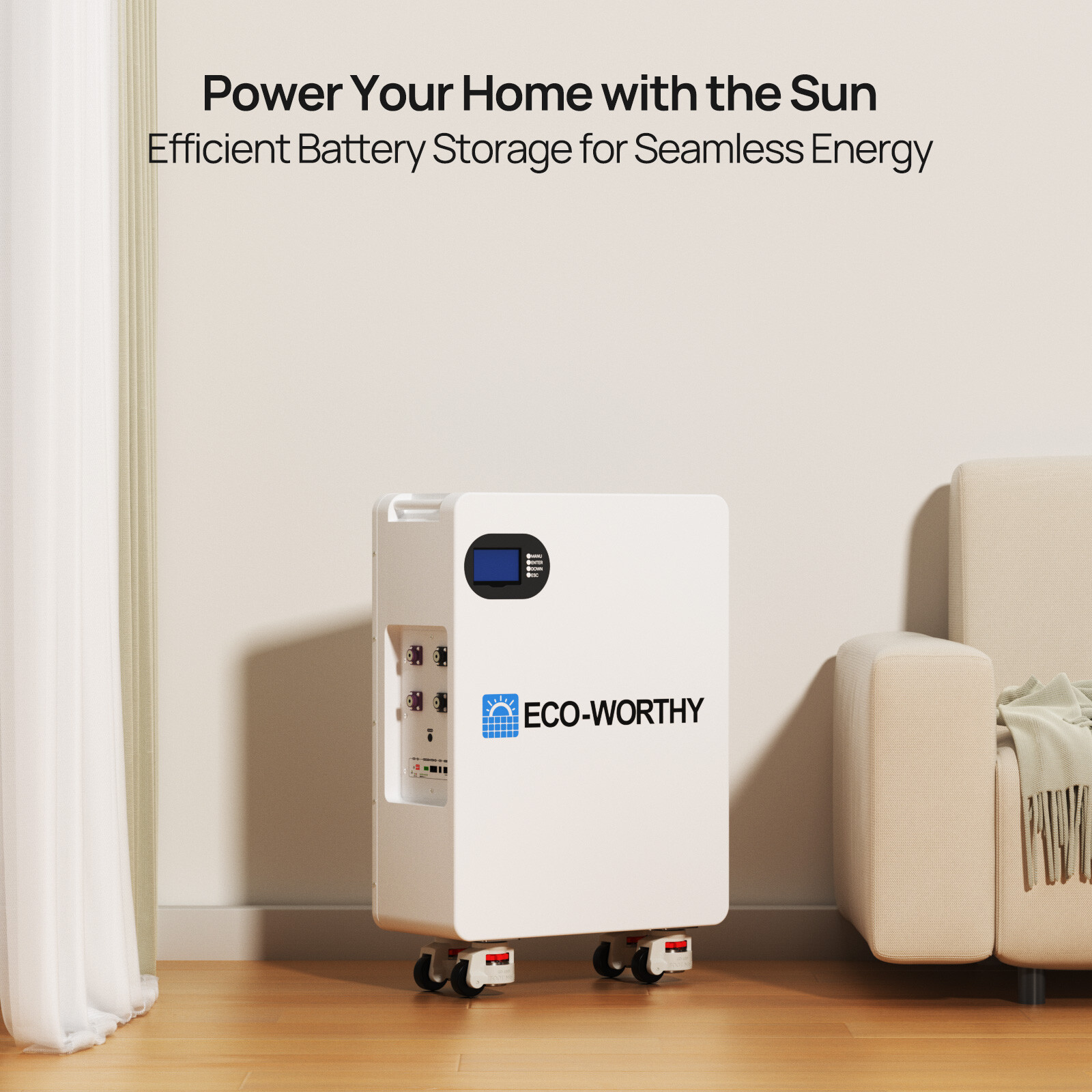 ECO-WORTHY 2Pack 14kWh 48V 280AH LiFePO4 Battery Vertical Standing Solar Backup