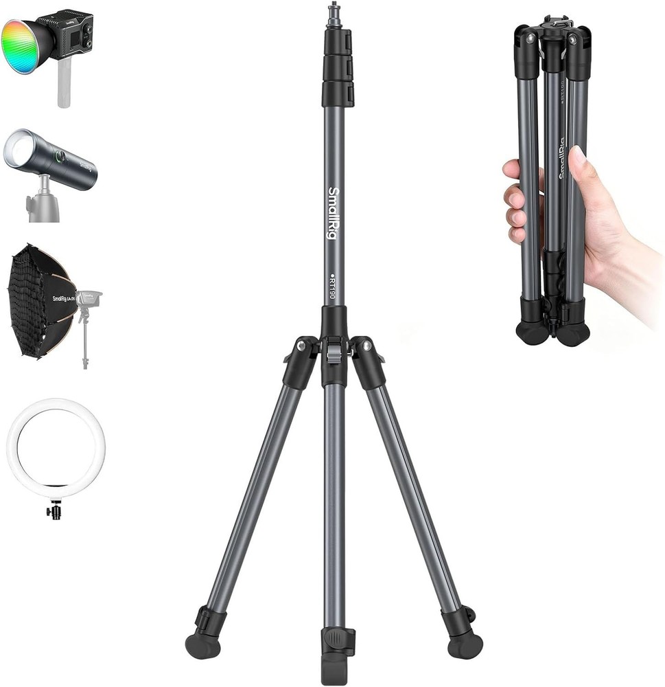 Adjustable Light Stand 6.23ft Aluminum Tripod for Softbox, Ring Light, Flash
